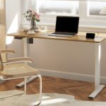 Electric Office Standing Desk with adjustable height and sleek modern design, promoting ergonomic work setup and productivity.