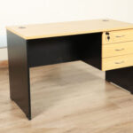 Compact 0.9M Office Study Desk with a sturdy metal frame, durable wooden tabletop, and a modern minimalist design, perfect for small spaces.