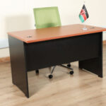 Compact 0.9M Office Study Desk with a sturdy metal frame, durable wooden tabletop, and a modern minimalist design, perfect for small spaces.