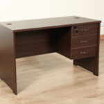 Compact 0.9M Office Study Desk with a sturdy metal frame, durable wooden tabletop, and a modern minimalist design, perfect for small spaces.