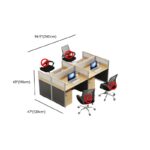 4-Way Modular Office Workstation with individual desks, privacy panels, and built-in storage, designed for flexible, collaborative office spaces.