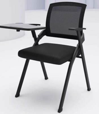Foldable Padded Task Chair with ergonomic design, soft cushioning, black finish, and space-saving foldable feature, perfect for office use.