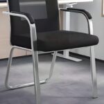 "Chrome Office Waiting Chair with padded seat and backrest, featuring a sleek chrome frame, designed for modern office environments."