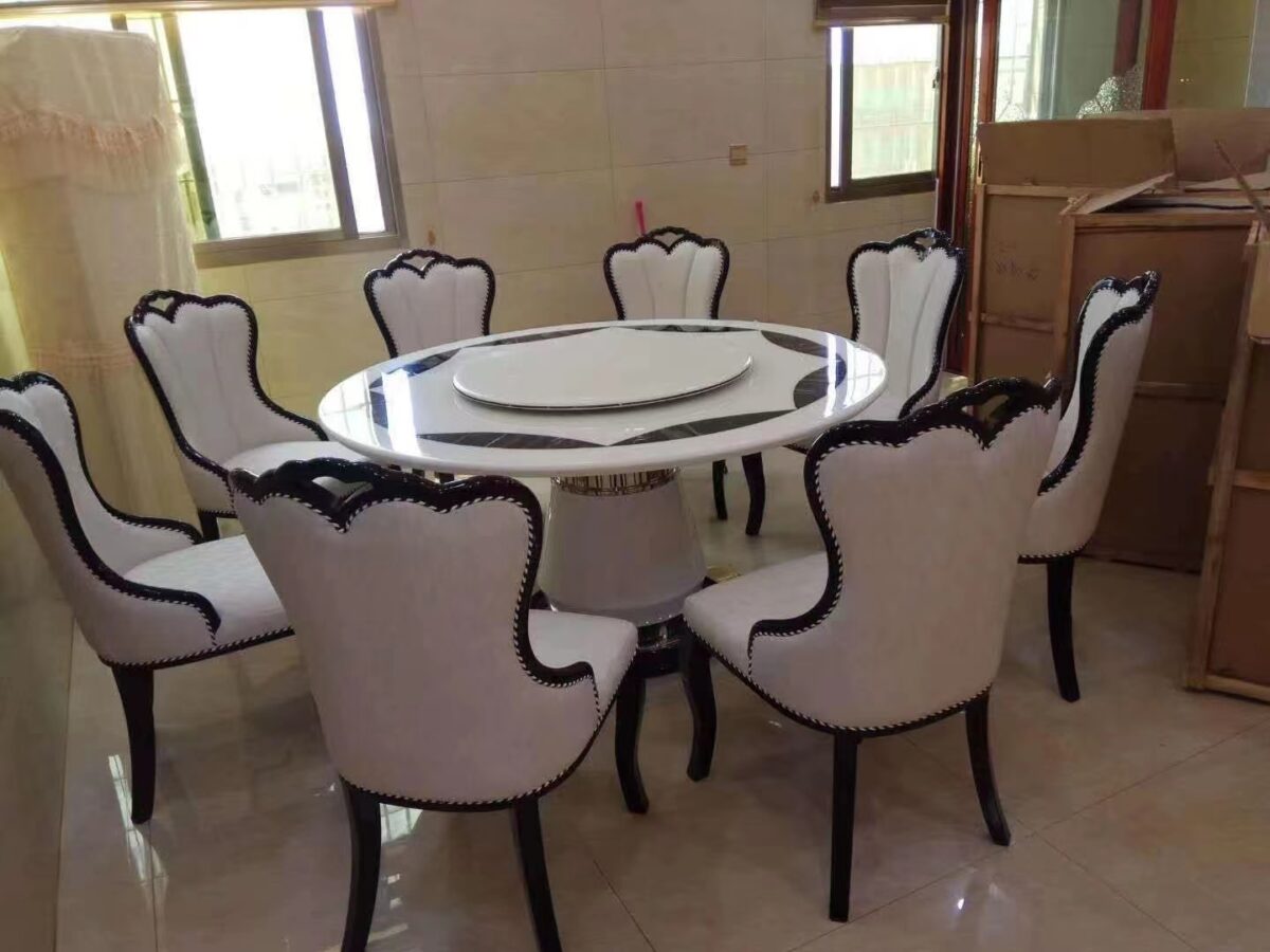 Round White Marble Top with Metal Dining Table - Tamco Furniture Shop Ke