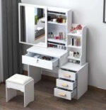Modern Dressing Vanity Table – SEO Optimized Website Product Description Modern Dressing Vanity Table Enhance your bedroom with the Modern Dressing Vanity Table, a stylish and functional furniture piece designed to make your daily beauty routine more comfortable and organized. Whether you are getting ready for work, school, or a special occasion, this elegant vanity table provides a dedicated space for applying makeup, styling your hair, and storing your beauty essentials. Moreover, its contemporary design adds a touch of sophistication to bedrooms, apartments, hotels, and dressing rooms. Key Features Modern and elegant vanity table design Premium engineered wood construction Large mirror for convenient grooming and makeup application Spacious tabletop for cosmetics and beauty accessories Multiple storage drawers for organized storage Scratch-resistant laminated finish Strong and stable construction for long-lasting durability Smooth-gliding drawers with quality hardware Easy-to-clean and low-maintenance surface Compact design suitable for bedrooms and apartments Comfortable legroom for convenient seating Ideal for homes, apartments, hotels, and dressing rooms