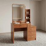 Modern Dressing Vanity Table – SEO Optimized Website Product Description Modern Dressing Vanity Table Enhance your bedroom with the Modern Dressing Vanity Table, a stylish and functional furniture piece designed to make your daily beauty routine more comfortable and organized. Whether you are getting ready for work, school, or a special occasion, this elegant vanity table provides a dedicated space for applying makeup, styling your hair, and storing your beauty essentials. Moreover, its contemporary design adds a touch of sophistication to bedrooms, apartments, hotels, and dressing rooms. Key Features Modern and elegant vanity table design Premium engineered wood construction Large mirror for convenient grooming and makeup application Spacious tabletop for cosmetics and beauty accessories Multiple storage drawers for organized storage Scratch-resistant laminated finish Strong and stable construction for long-lasting durability Smooth-gliding drawers with quality hardware Easy-to-clean and low-maintenance surface Compact design suitable for bedrooms and apartments Comfortable legroom for convenient seating Ideal for homes, apartments, hotels, and dressing rooms